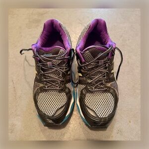 ASICS GEL-NIMBUS 14 Gray and Purple Women's Athletic Running Shoes
